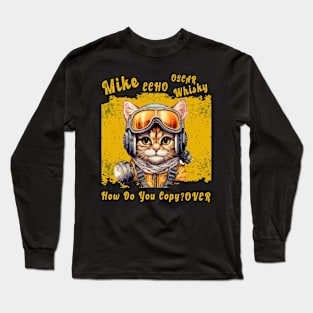 Aviator Cat Pilot Vintage Mike Echo Oscar Whisky How do you copy Long Sleeve T-Shirt